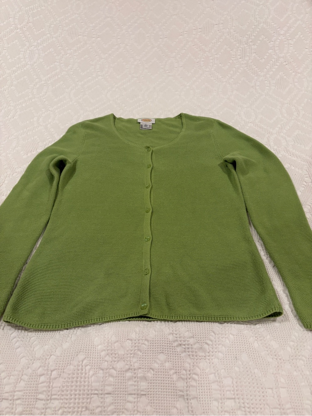 Talbots Ribbed Green Button-Front Knit Cardigan Sweater - Picture 2 of 6